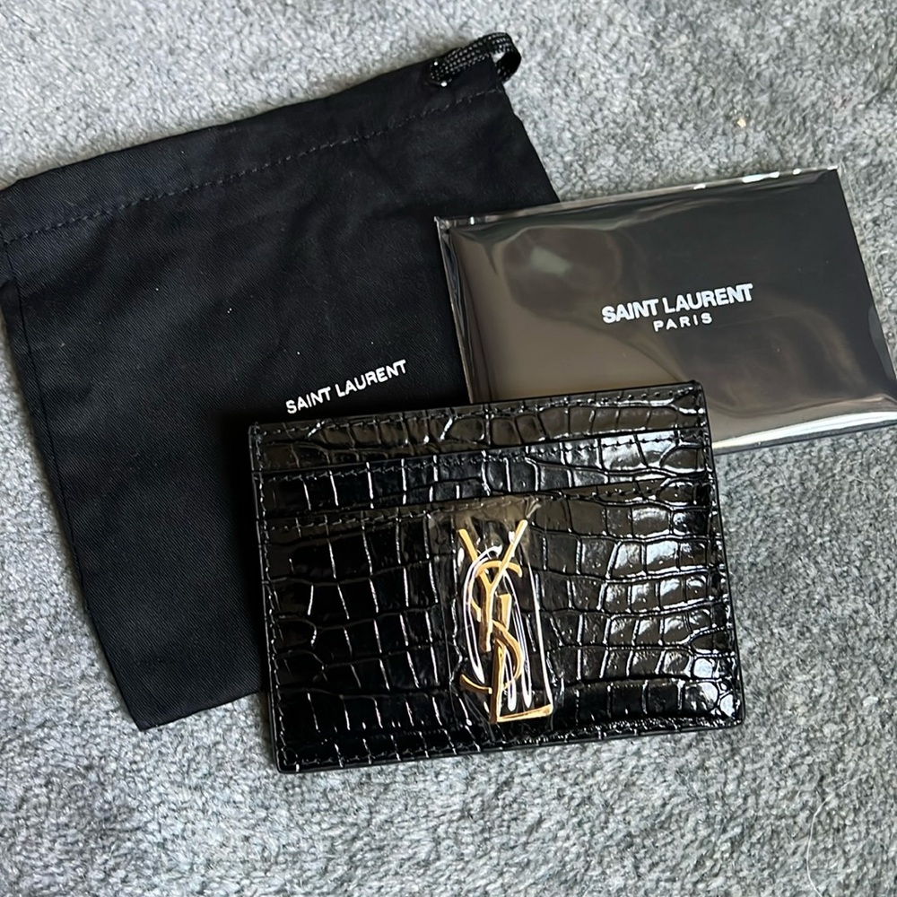 Saint Laurent Authentic Alligator Embossed Card Holder Wallet